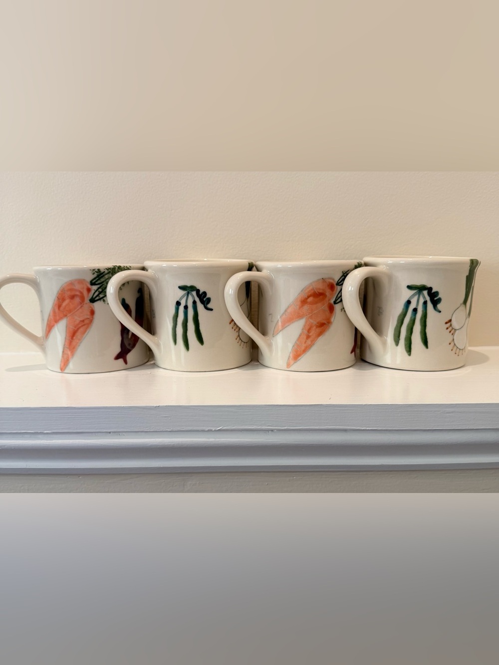 4 Heartstone Pottery Farmers Market Mugs Vegetables Vintage 1982 USA Made